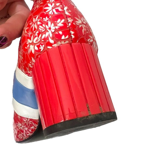 John Fluevog Red Floral Felicity Vintage Inspired Mary Janes Sz 9.5 (No BOX) - Picture 6 of 13